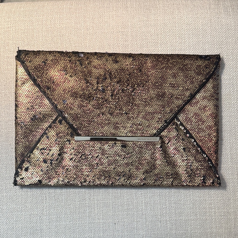 BCBGMaxAzria Gold Bronze Sequin Envelope Clutch